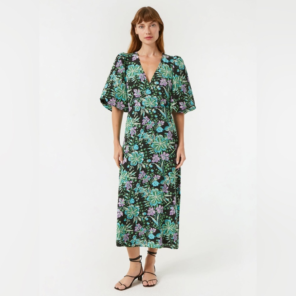 RHODE Ina Dress Hibiscus Midi Long Sleeve